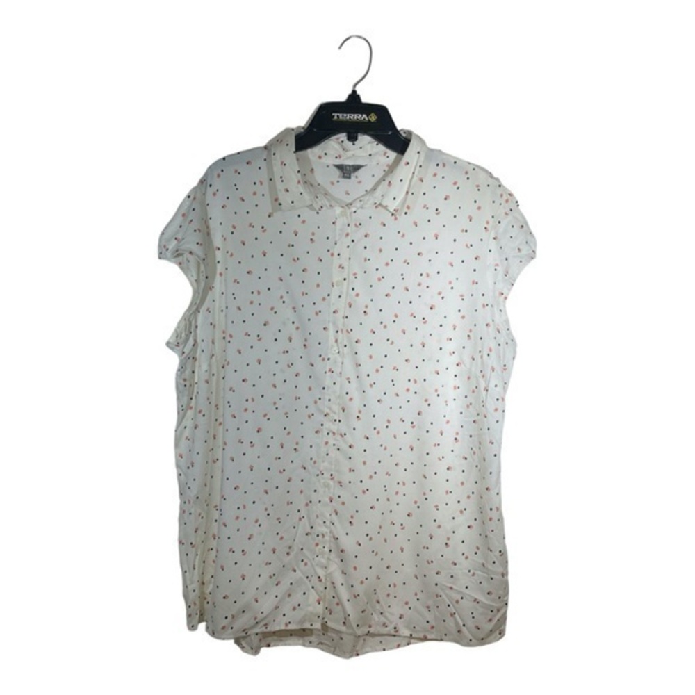 TNL Womens Sleeves Button Down Blouse Spotted Viscose Size 22